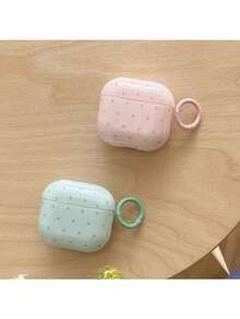 Pink Polka Dot Simple Design Earphone Case + Hanging Ring Set Compatible With Apple Pro3/ Pro2/ Pro/ 4/ 3/ 2 - AirPods 4 - Xem 3