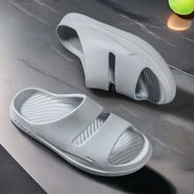 LI-NING Unisex Soft Cloud Slide Sandals | Waterproof Non-Slip Two Strap Slippers For Beach, Pool & Daily Wear AGAV017 - Light Grey - View 3