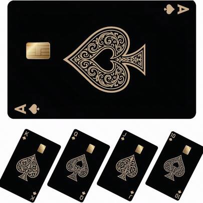 1 Set Flush Credit Card Decoration Sticker, Playing Cards "10JQKA"Creative And Personalized Ultrathin PVC Anti Fingerprint Credit Card Protection Skin Cover, Scratch Resistant , Suitable For Woman Man, Small Chip Card, Bank Cards, Credit Cards, Transportation Cards, Campus Cards DIY Decoratio, Cards, Nut Straight, Straight