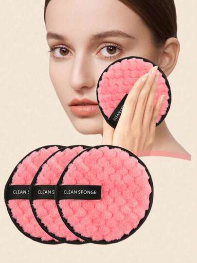5片装可重复使用的卸妆棉、化妆刷、化妆海绵、洁面海绵、洁面巾、化妆海绵、粉扑、粉饼、定妆粉扑