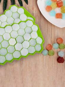 1 khay làm đá hình tổ ong 37 ô, khuôn làm đá bằng silicon tái sử dụng có nắp đậy, máy làm đá thủ công tự làm, nhiều màu sắc để lựa chọn - Hồng - Xem 11