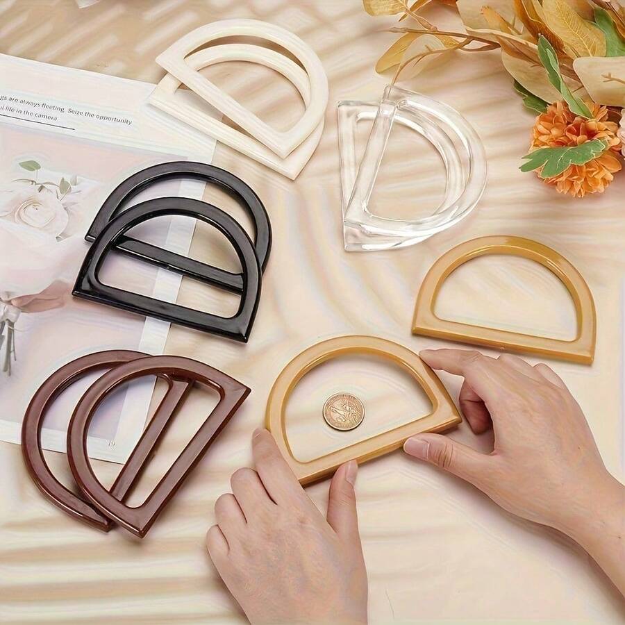 1pc/2pcs/10pcs Bag Handle Replacement Accessories, 5 Colors, 2 Pieces Per Color, Multi-Color Multi-Function, Suitable For Handmade Beach Bags, Crochet Handbags, DIY Handbag Making, Bag Handles, Resin Handles