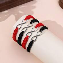 4 piezas de pulseras trenzadas de aleación con símbolo del infinito en estilo minimalista y retro, adecuadas para hombres y mujeres - Infinito de 8 caracteres - Ver 7