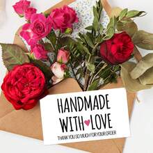 50pcs "Handmade With Love" Thank You Cards - Thank You For Your Order Cards For Small Business And Online Shop, Gift Packaging Thank You Cards For Customer Appreciation - A - View 4