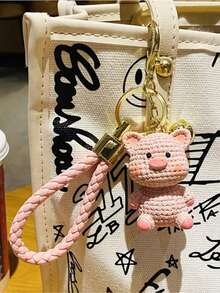 1 Pc Cartoon Cute Pig Exquisite Small Animal Keychain Resin Doll Bag Pendant Car Keyring Female Charm Accessories Car Accessories Bag Charm School Animal Goth Y2k - Pink - 查看 4