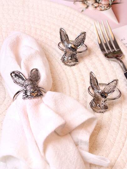 2-12개/세트 빈티지 골드 토끼 머리 냅킨 링, 부활절 테이블 장식 냅킨 홀더