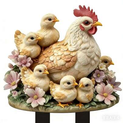 2D Acrylic Sunlight Catcher, Garden Marker, Spring Floral Garden Stake, Outdoor Decor, Patio Ornament, Backyard Wall Art, Chicken Lover Gift, Weather-Resistant Garden Decoration