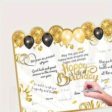 1pc Large Birthday Greeting Cards, Giant Black And Gold Happy Birthday Signature Message Board, Surprise Birthday Party Greeting Cards, Can Write Blessings, Suitable For Any Birthday Party Message Card, Birthday Message Commemorative Book Greeting Card - View 6
