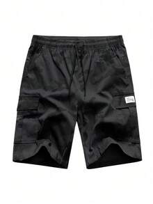 Pantalones cortos casuales de camuflaje para hombres, pantalones cortos tipo bermuda sueltos para deportes al aire libre - Negro - Ver 3