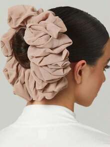 1pc Chiffon Hijabs Inner Scrunchy, Solid Color Women Brooch Head Accessories Hair Ties Ponytail Holder - Pink Flower Head - View 3