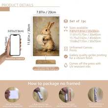 1pc Vintage Rabbit & Toilet Paper Easter Pattern Bathroom Wall Decor - Funny Farmhouse Style Decoration - Printable Rabbit Wall Art, Suitable For Home, Room, Bedroom, Living Room, Bathroom Decor, Wall Art With Frame - A - View 15