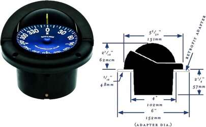 Ritchie Navigation SS-1002 Supersport Flush Mount Compass, Black, 375"