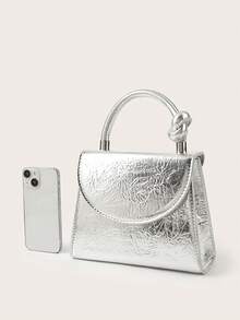 Fashion Solid Color Mirrored Handbag Evening Bag, Charming And Elegant Women's Business Bag, Suitable For Party Girls, College Students, Brides, Match With Party Dresses, Wedding Dresses, Evening Dresses, Tight Skirts, Very Suitable For Weddings, Gatherings, Banquets, Parties, Dances, Best Gifts For Women(Random Pattern) - Silver - View 6