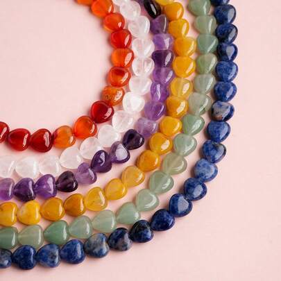 40PCs/Box Natural Crystal Heart Stone Beaded Choker Necklace DIY Gravel Chip Pendant For Women, Fashion Healing Jewelry Accessory Valentine's Day And Mother's Day Gifts Sending Mom, Sending Friends