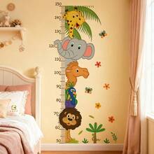 BRUP 1/2sheets/Set Stackable Animal Height Chart Wall Decal , Featuring Floral And Butterfly Patterns, Self-Adhesive Kids Room Decoration, Suitable For Nursery Rooms And Bedrooms, Removable Cartoon Animal Wall Art - Multicolor - View 3