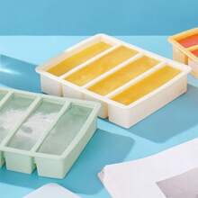 4-Grid Ice Cube Mold Silicone Reusable Food Mould Rectangular Frozen Tray With Cover Durable Kitchen Storage Box Kitchen Tool - Blue (with Cover) - View 5