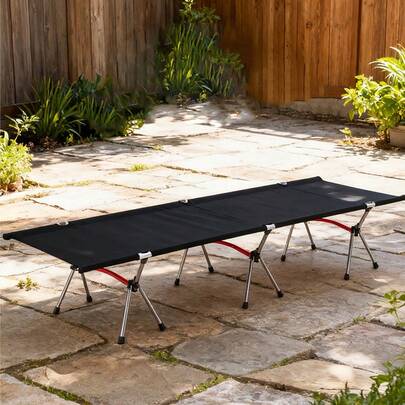 Cama de camping portátil multicolor, cama de campaña plegable y compacta para una sola persona, cama de campaña para mochileros, cama de camping ligera de aleación de aluminio para exteriores, cama elevada para siesta en la oficina