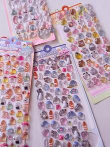 3D水晶浮雕贴纸 - 果冻幽灵一家，可爱卡通纯色贴纸，适用于DIY剪贴簿、水瓶、日记本 - 彩色 - 查看 7