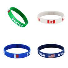 2026 World Cup Fan Silicone Wristband, Canada & Mexico National Flag Football Cheering Bracelet - Multicolor - View 2