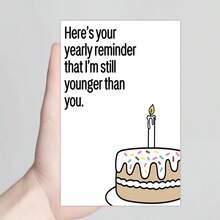 1pc Funny "I'm Still Younger Than You" Birthday Greeting Card With Red Envelope, Birthday Cake Illustration, Perfect Birthday Card For Siblings, Friends & Family - View 6