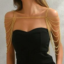 1 pieza Cadena corporal personalizada de varios niveles y hueca, estilo europeo y americano - Cadena de hombro - Ver 7