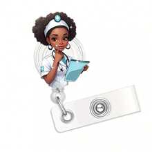 1个兽医专用可伸缩身份识别徽章卷轴，带旋转鳄鱼夹 - 多色 - 查看 11