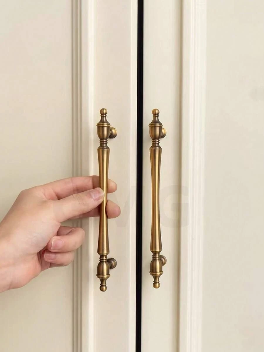 1个金属橱柜/抽屉拉手，法式奢华风格，青铜复古家具门把手，适用于衣柜、鞋柜、书桌、家居装饰