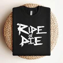 Women T-Shirt Print Ride Or Die Mtb Mountain Bike Enduro Baseball Cap Snapback Caps Knitted Bucket Hat - Black - View 3