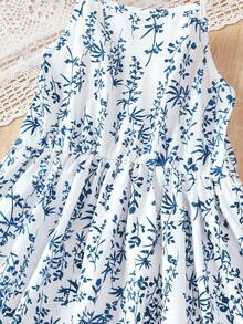 Purechapter Bộ 2 món cho bé gái tuổi teen, gồm váy hai dây in hoa ngây thơ và áo khoác cổ chữ V, kiểu dáng ôm sát, dài đến đầu gối, phù hợp cho bé gái 8-12 tuổi mặc hàng ngày, đi chơi, dã ngoại, mùa xuân/hè. - Màu xanh nhạt - Xem 6