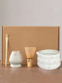 2 piezas/4 piezas/5 piezas Juego de Matcha de cerámica con corazón rosa, incluye tazón de Matcha, batidor de Matcha, taza de Matcha, revolvedor, cuchara para té, juego de tazón de té, herramientas para hacer Matcha, postres, bebidas, juego de herramientas de batidor de Matcha, juego de regalo para fiestas - Rosa - Ver 1