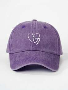 1pc Women's Embroidered Heart Washed Baseball Cap, Adjustable Outdoor Sun Protection Casual Hat Suitable For Spring, Autumn, Travel, Beach, Vacation. Y2K Style Unisex Sun Hat - Baseball Cap - View 23