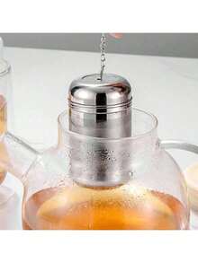 1pc Large Tea Infuser, 304 Stainless Steel Tea Leaf Filter, Tea Ball With Extended Chain Hook, Coffee Filter - Silver - View 6