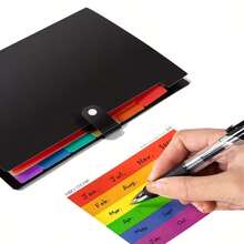 1pc Multipurpose File Folder, A4 Size, With 7 Labeled Pockets, Suitable For Letter Size Documents, Designed For Expanded File Storage, Ideal For School, Office And Home Organization. - Black - Rainbow Edition - View 5