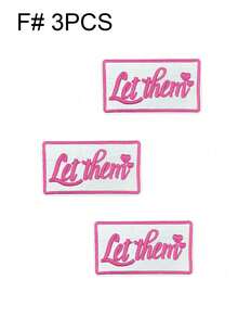 一套3/8片彩色英文字母刺绣贴片,可爱卡通粉色心形涤纶贴花DIY服装熨烫贴片缝纫配件布贴,适用于卡车帽、牛仔裤、衬衫、夹克、背包、休闲服和配饰 - 混搭 - 查看 15