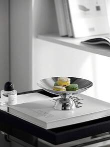 1件极简主义不锈钢甜点盘，欧式奢华创意水果盘，蛋糕架，糖果干果托盘 - 銀色 - 查看 3