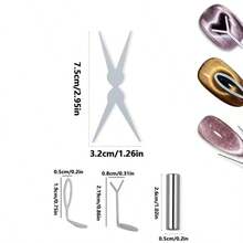 Four Styles Of Cat-Eye/Y-Shaped/Cute French Manicure Metal Tools, An Elegant Heart-Shaped French Cat-Eye Manicure Contouring Tool Set, And Nail Styling Tools. - Multicolor - View 9