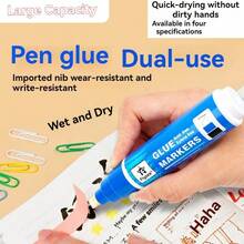Planner Glue Pen Set, Liquid-Type Soft Tip, 5 Colors, 4 Nib Styles (1.0mm Round / 3-6mm Rotary / 8.5mm Oblique / 10mm Flat), Back To School - Multicolor - View 9
