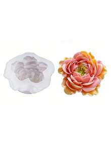 手工3D优雅奥斯汀玫瑰造型硅胶模具，双瓣玫瑰牡丹花朵造型，可用于制作香薰蜡烛、肥皂、石膏等，DIY家居香氛石、水晶环氧树脂滴胶模具，花卉设计礼品石膏工艺品，经久耐用装饰模具 - 白色矽膠模具 - 查看 3