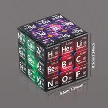 Cubo de rompecabezas de elementos químicos 3x3, regalo de fiesta de matemáticas y elementos químicos, herramienta de rompecabezas educativa - Multicolor - Ver 2