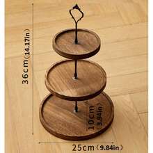 1 Set Wooden 2-Tier/3-Tier Cake/Dessert Stand, Fruit & Snack Display Rack, Brown Baking Display Tray, Decorative Multi-Layer Platter, Suitable For Kitchen, Dining Room, Table, Wedding Decor - Brown - View 9