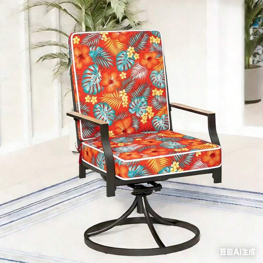 Seat Cushion And Backrest, Comfortable Soft Reversible Rocking Chair Pad, Waterproof, Fade-Resistant, Non-Slip Strap Seat Replacement Pad, 32D High-Density Foam Filling, Removable Machine-Washable Cover, Suitable For Indoor/Outdoor Use, Patio, Terrace, Porch, Backyard, Garden, Lawn, Kitchen, Dining Room, Office Chair, 42.5x17.7x2in - 柔軟坐墊010 - 查看 1