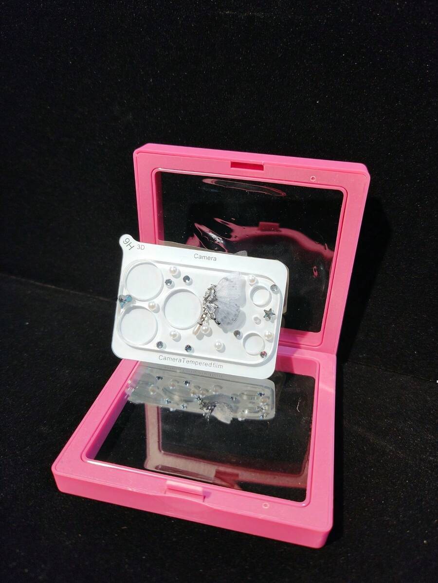 水晶钻石闪光相机钢化玻璃膜，兼容 17 Pro/17 Pro Max，手工手机壳及 PE 定制包装盒 - 無色 - 查看 1