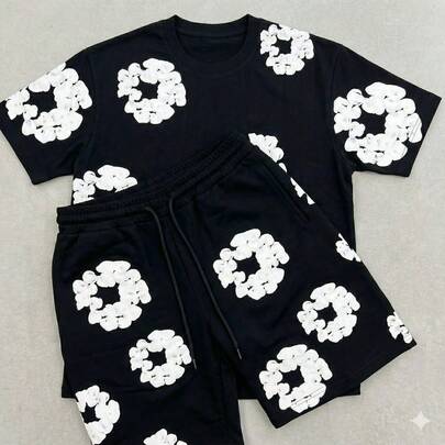 Kit  Estilo : Camiseta + Short Floral Sakura Minimalista