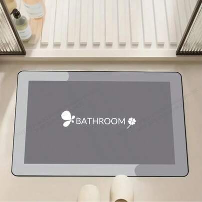 1pc Pieces Geometric Pattern Diatom Mud Soft Non Slip Bath Rug, Quick Dry, Rectangle, Knit, Polyester 100% 80% Diatom 20%, 1000g/㎡, 0.3cm Thickness, For Bathroom, Outdoor Door, Home Decoration