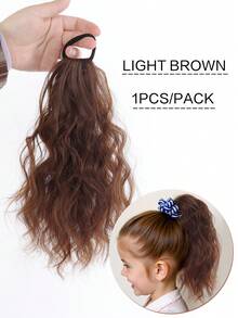 1 cái và 2 cái tóc giả đuôi ngựa gợn sóng dài màu nâu đen, tự làm tóc đuôi ngựa tết với dây chun, phụ kiện tóc cho trẻ em. - Nhiều màu - Xem 14