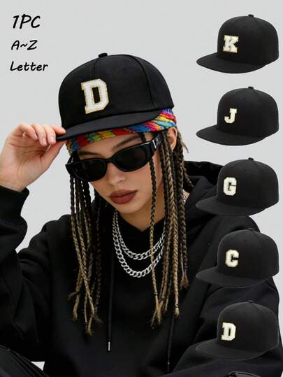 1顶男女通用白色趣味棒球帽，26个字母，可调节帽檐，适合所有季节，是旅行、海滩、运动、Y2K风格、老爹帽、网眼卡车帽的理想之选，也是最佳狂欢节礼物。
