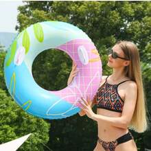 1PC Double Airbag Checkered Swimming Ring 90cm 100cm Adult PVC Inflatable Swimming Ring Children's Inflatable Swimming Ring ... - Multicolor - View 2