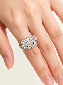 SANRIO 1pc Hello Kitty Cute & Sweet High-End Ring, Minimalist Fashionable Sparkling High-Quality Ring, Suitable For Daily Wear - Multicolor - View 5