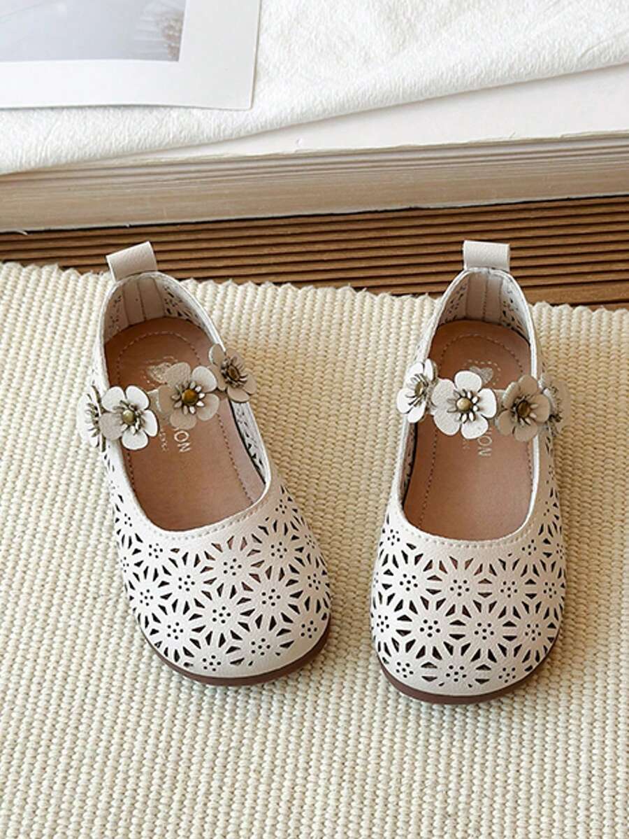 1双镂空时尚经典休闲鞋，系带休闲优雅校园男女童鞋，透气防滑，适合春、夏、秋季穿着，易穿易搭配 - 白色 - 查看 1