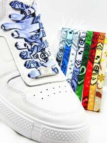 1双时尚腰果花图案鞋带，男女通用装饰鞋带套装，适用于运动鞋、帆布鞋、高帮鞋、靴子、轮滑鞋、滑板鞋，节日礼物 [1双鞋带/1双带装饰扣鞋带] - 多顏色可選擇 - 查看 7